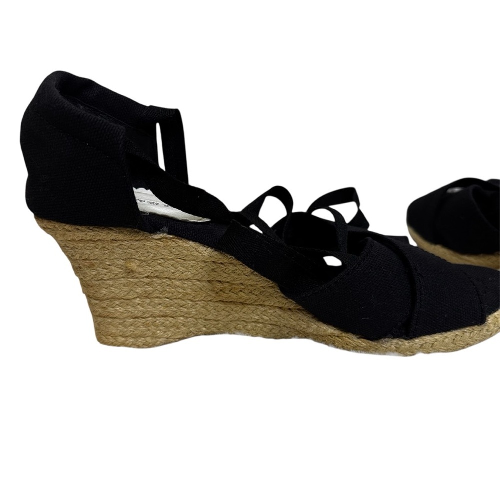 Steve Madden New York Black Wedge Ankle Tie Sandals Size 7 Espadrille Wedge NWOT - Picture 7 of 14